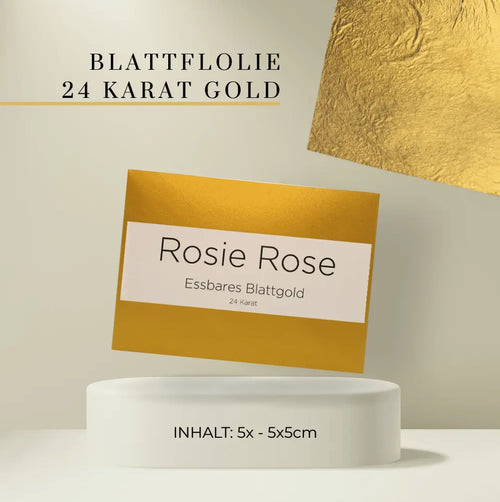 Essbare Blattfolie - 24 Karat Gold & 999er Silber- 24 Karat Gold - 5 Stk- ROSIE ROSE