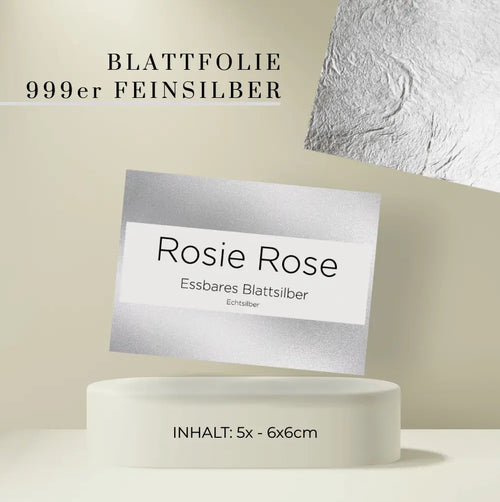 Essbare Blattfolie - 24 Karat Gold & 999er Silber- 999 Feinsilber - 5 Stk- ROSIE ROSE