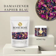 Damaszener - Essbare getrocknete Blüten mit Rosen Aroma- Saphir Blau / Gastro- ROSIE ROSE