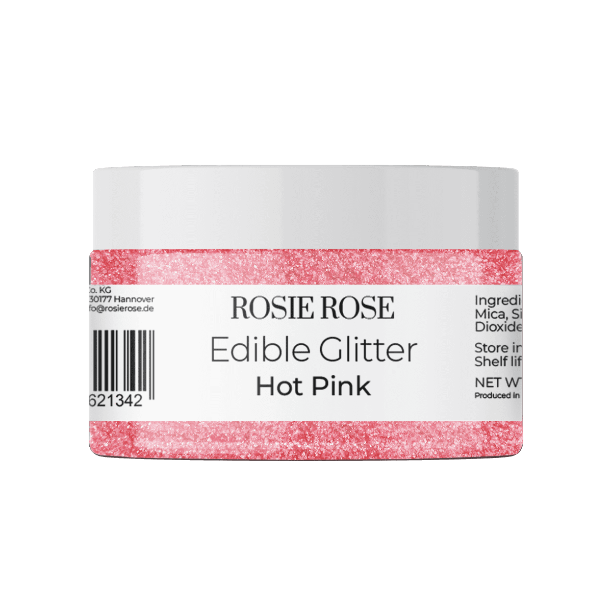 Unser essbares Glitter in Hot Pink ohne E171 bringt Ihre Backwerke zum Strahlen in der Farbe Pink. Verleihen Sie Ihren Desserts einen pinken Glanz und beeindrucken Sie Ihre Gäste. Entdecken Sie bei ROSIE ROSE eine vielfältige Auswahl an essbaren Blumen und Toppings für Ihre Tortendekorationen.