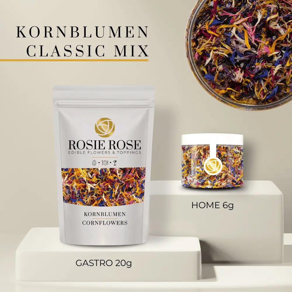 Kornblumenblüten - Essbare getrocknete Blütenblätter- Classic Mix / Gastro - 20g- ROSIE ROSE
