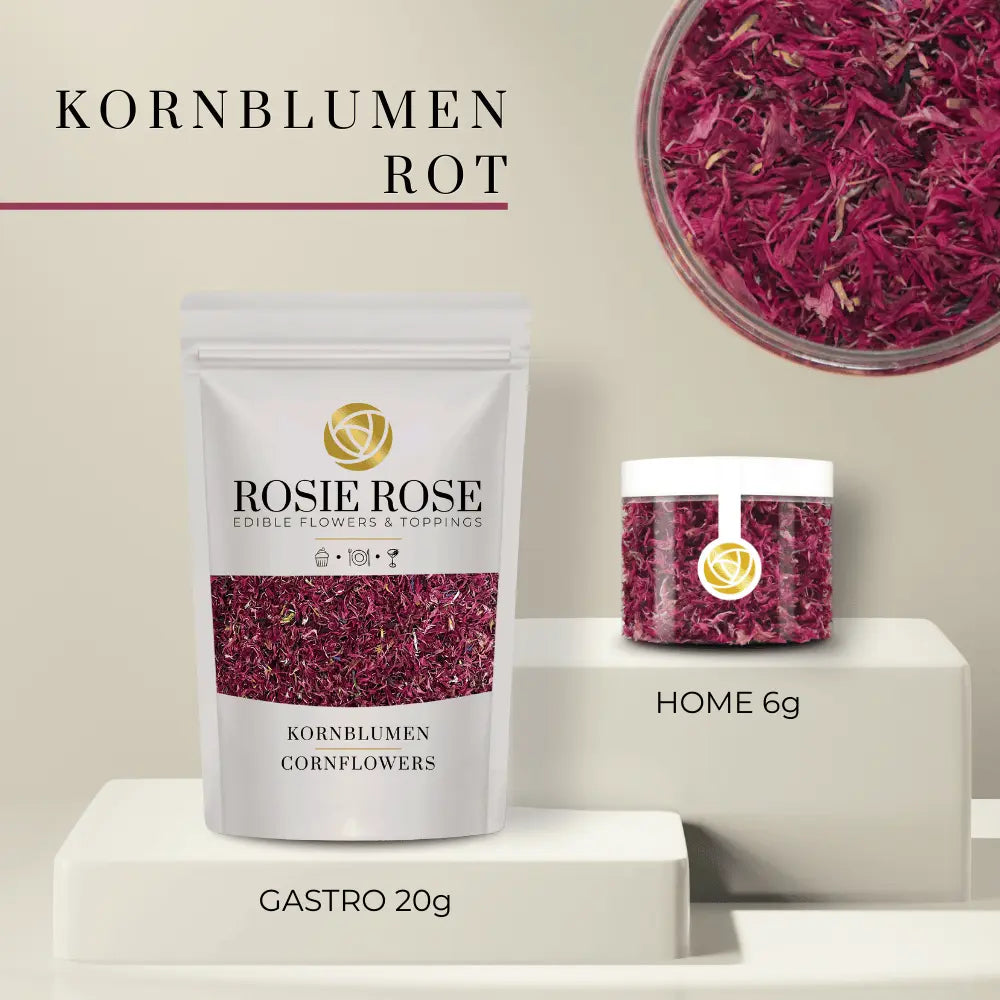 Kornblumenblüten - Essbare getrocknete Blütenblätter- Rot / Gastro - 20g- ROSIE ROSE