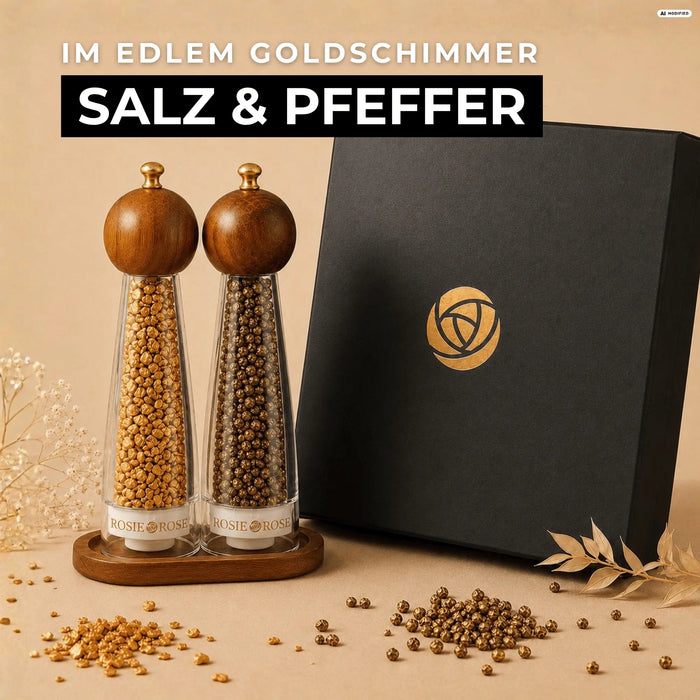 Salz & Pfeffer Set mit edlem Goldschimmer - inklusive Geschenkbox