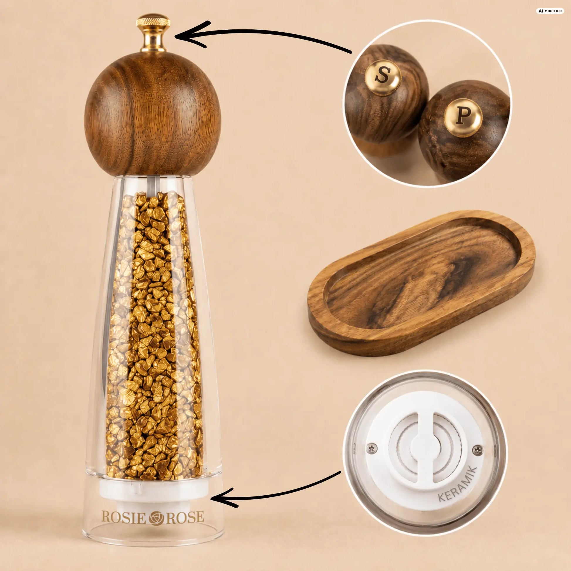 Salz & Pfeffer Set mit edlem Goldschimmer - inklusive Geschenkbox
