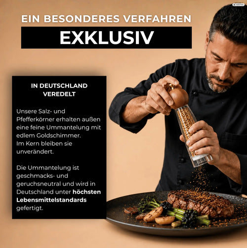 Salz & Pfeffer Set mit edlem Goldschimmer - inklusive Geschenkbox