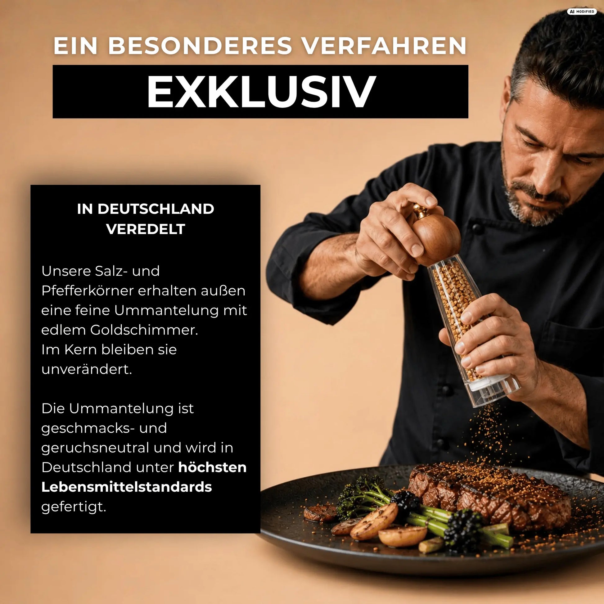 Salz & Pfeffer Set mit edlem Goldschimmer - inklusive Geschenkbox