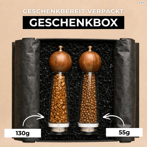 Salz & Pfeffer Set mit edlem Goldschimmer - inklusive Geschenkbox