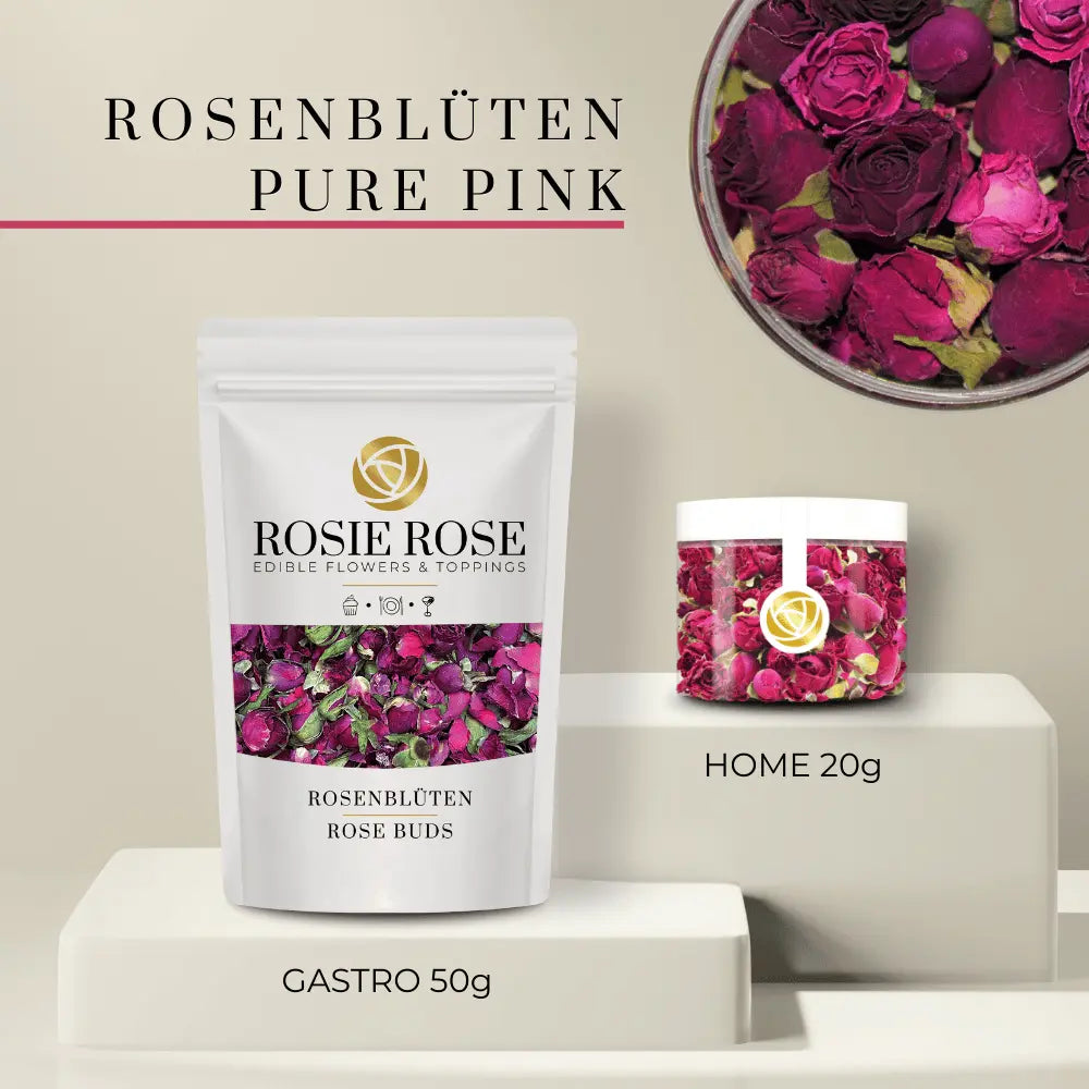 Rosenblüten - Essbare getrocknete Blüten- Pure Pink / Gastro - 50g- ROSIE ROSE
