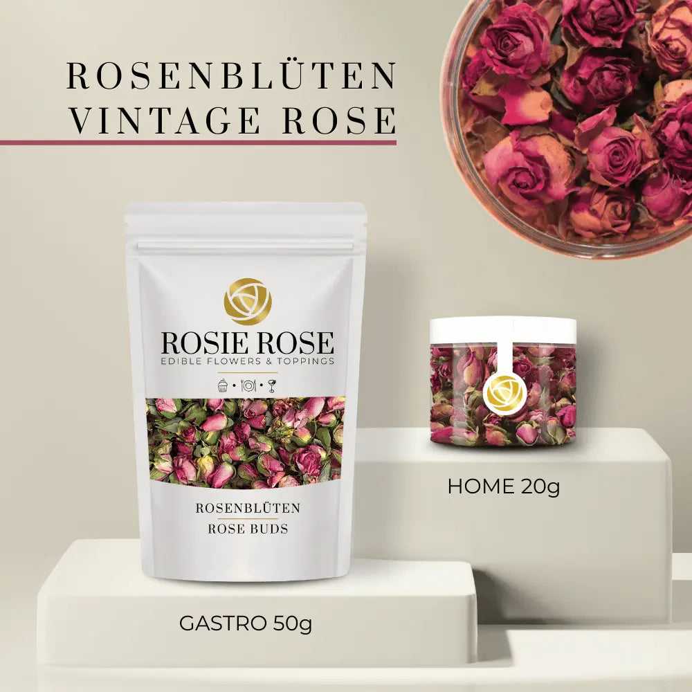 Rosenblüten - Essbare getrocknete Blüten- Vintage Rose / Gastro - 50g- ROSIE ROSE